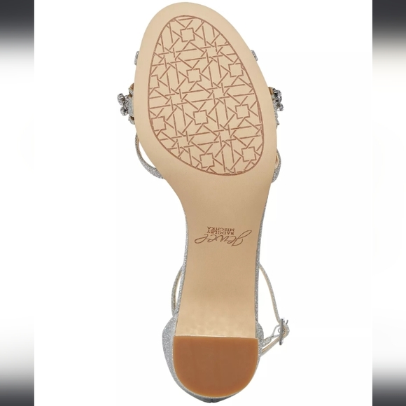 Jewel Badgley Mischka Giona Evening Sandals Silver Glitter 10 - Picture 5 of 8